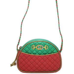 GUCCI Laminated Quilted Leather Shoulder Bag